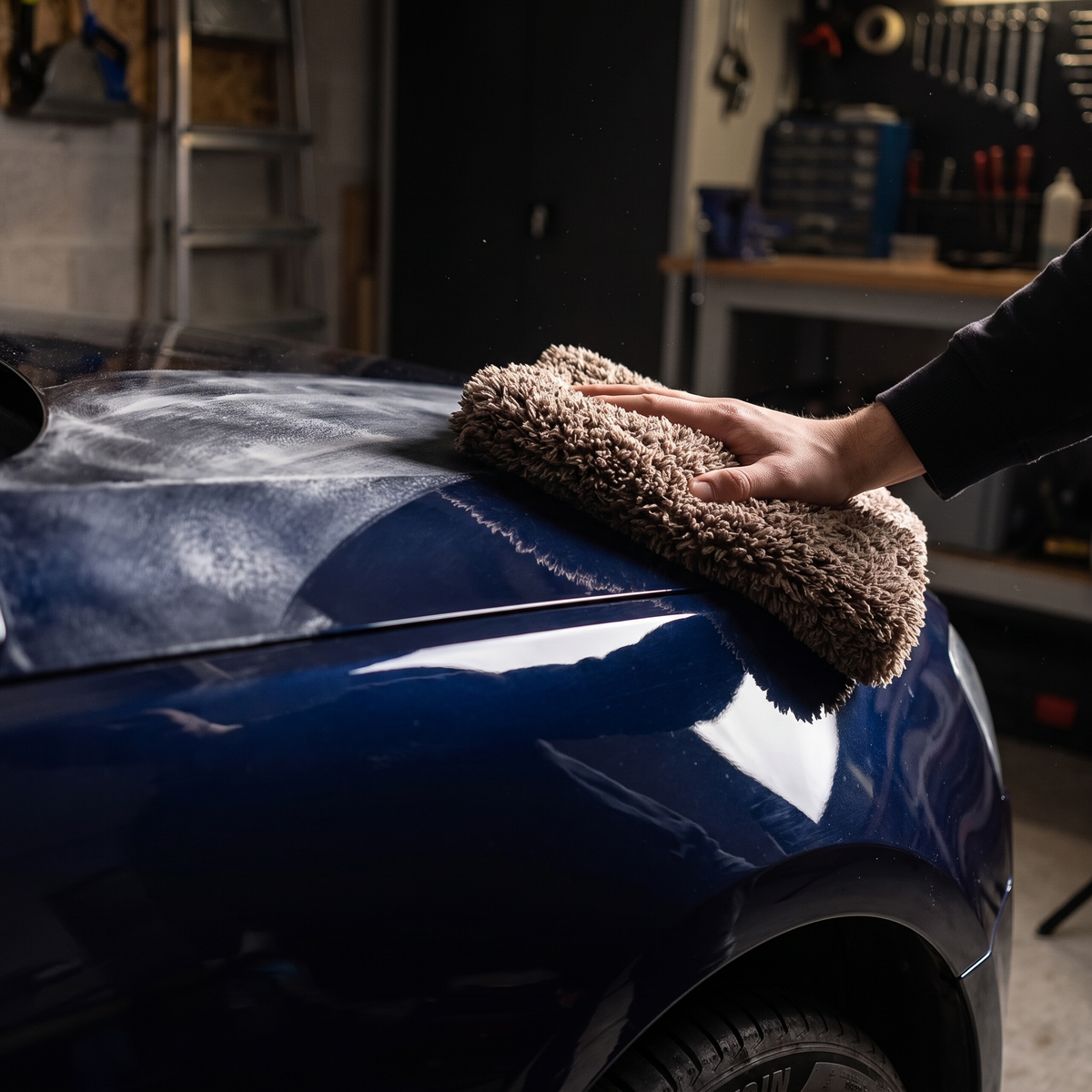 Microfibre de finition MyClear révélant la brillance après cirage