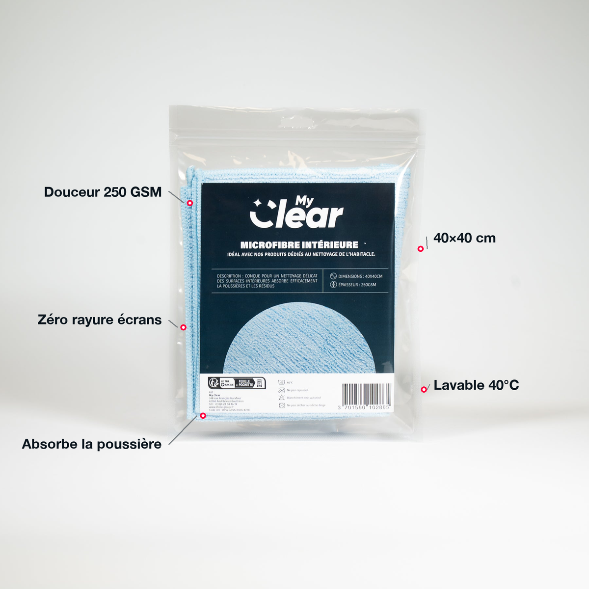 Microfibre intérieure 40x40 cm – 250 GSM