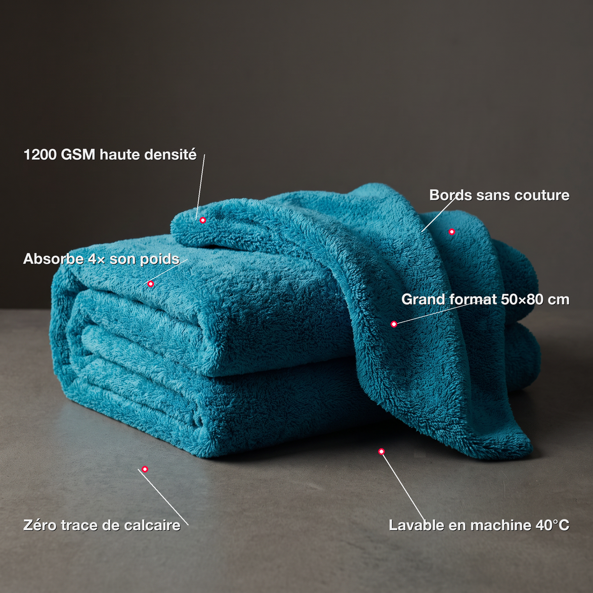 Microfibre de séchage 50x80 cm – 1200 GSM
