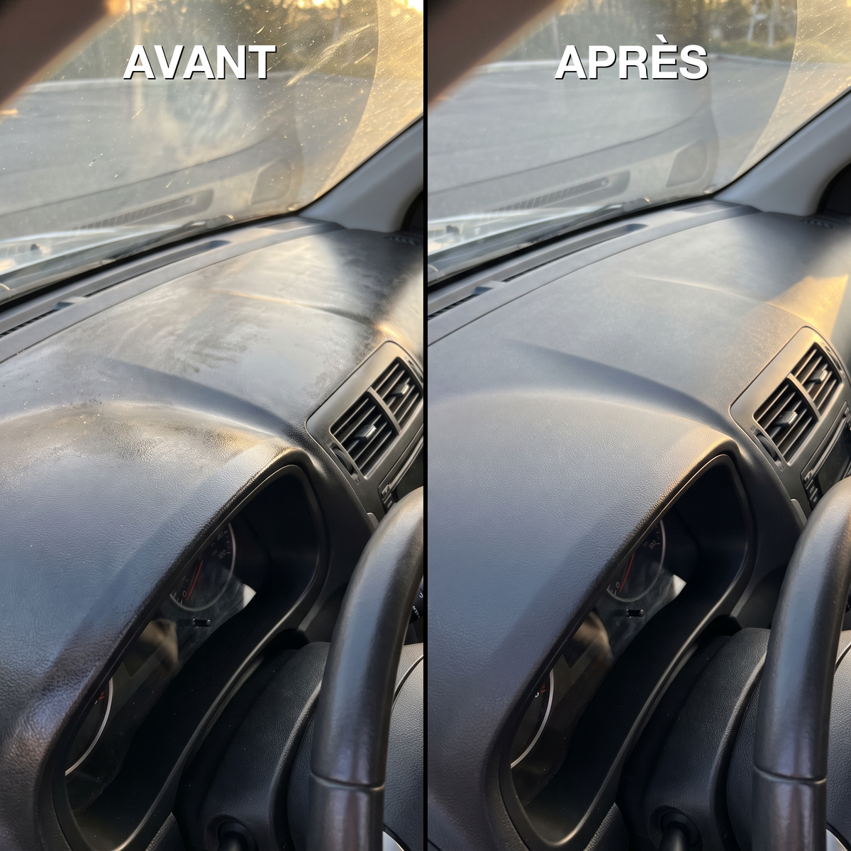 Avant / après : plastique gras brillant contre fini mat MyClear